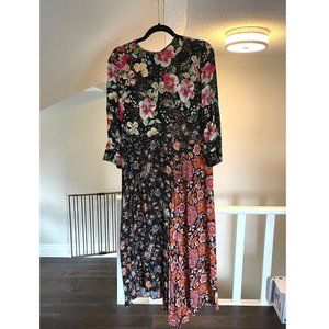 Zara Tropical Paisley Long Sleeve Midi Dress | Size M